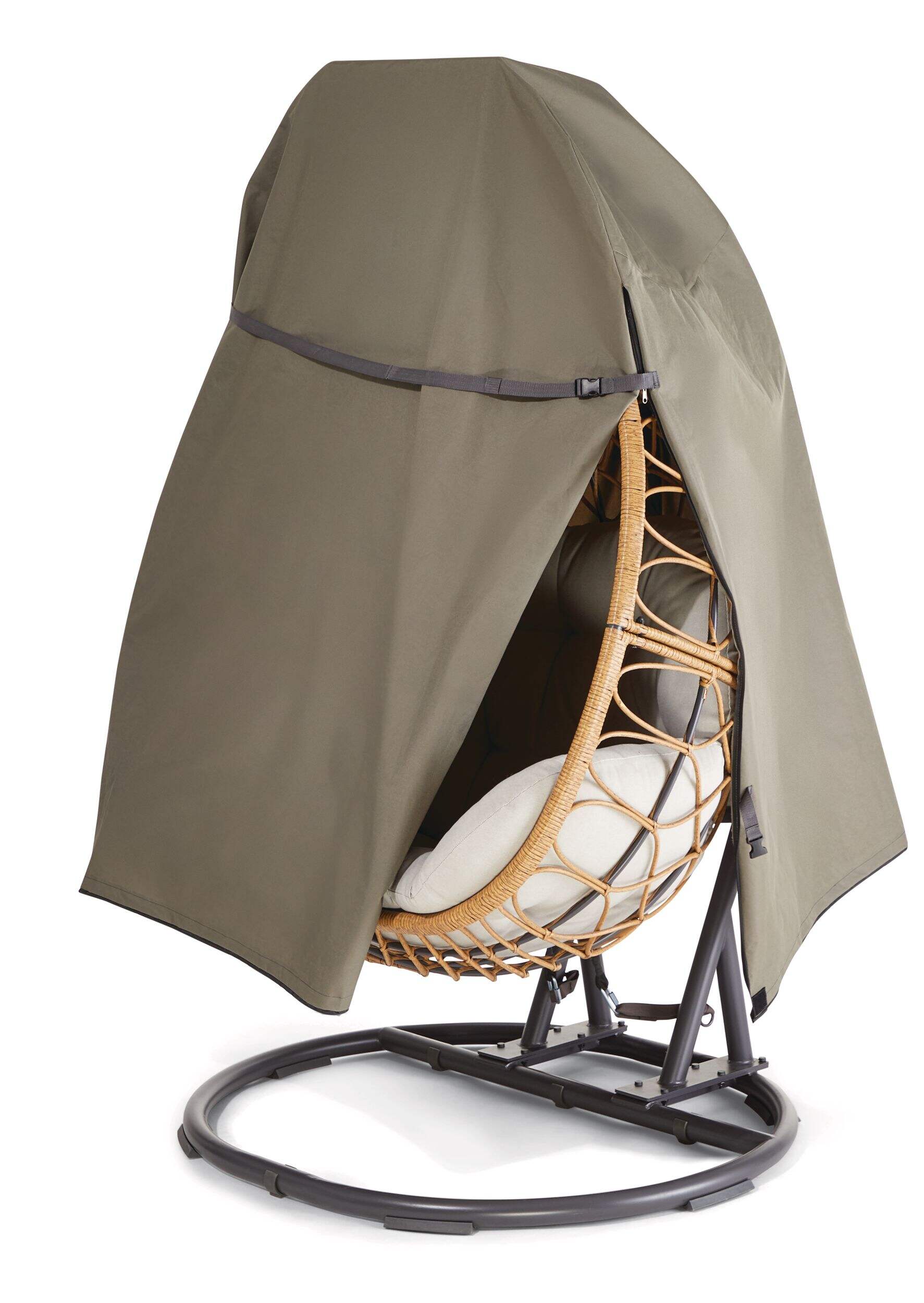 TRIPEL Outdoor/Patio Egg Swing Chair Cover, Water & Weather Resistant, Large Front_Three_Fourths_Angled_Left