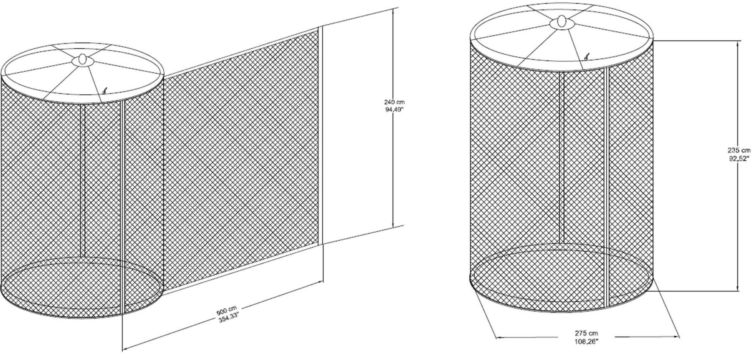 CANVAS Round Outdoor/Patio Umbrella Netting, Black, 7 to 9ft