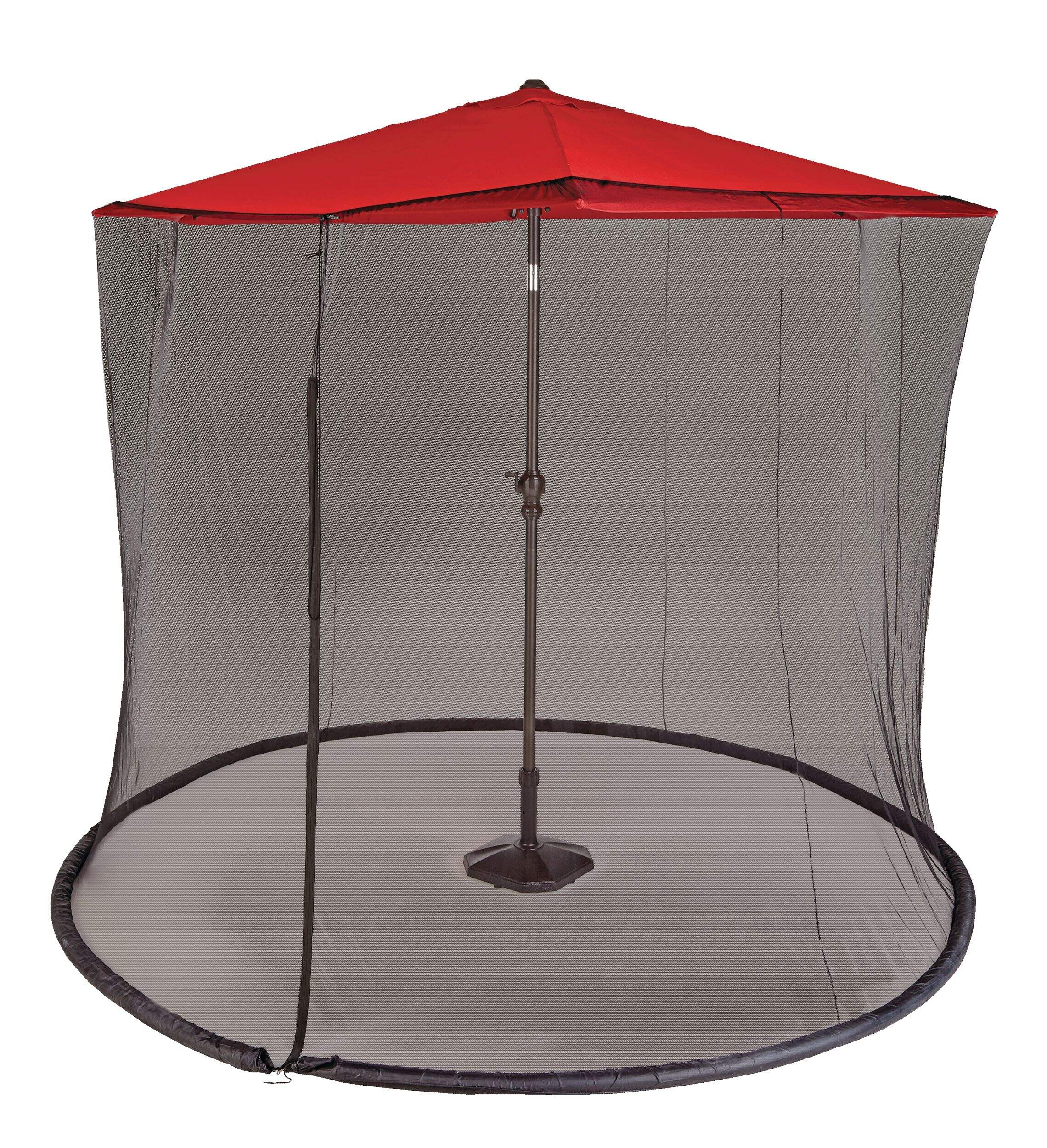 CANVAS Round Outdoor/Patio Umbrella Netting, Black, 7 to 9-ft Front_Angled_Left