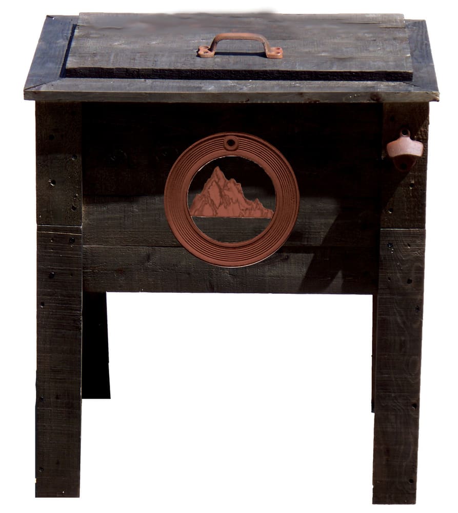 Outdoor wooden beverage sales cooler