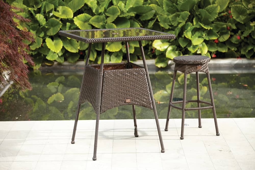 Canvas Playa Square Outdoor Patio Balcony High Dining Table W Glass Top Brown 31x31 In Canadian Tire - High Outdoor Patio Tables