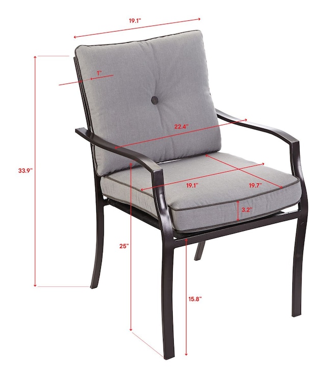 For Living Bluebay Cushioned Outdoor Patio Dining Chair, Grey