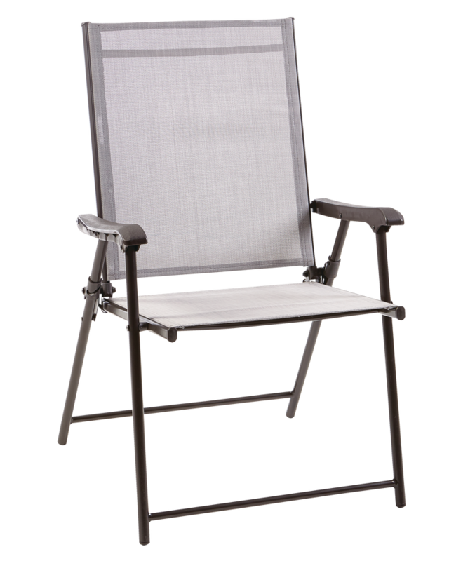 For Living Bluebay Sling Folding Outdoor Patio Accent Chair, Grey
