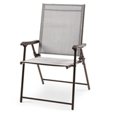 For Living Bluebay Sling Folding Outdoor Patio Accent Chair, Grey, 25x24x37-in Front_Three_Fourths_Angled_Left