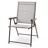 For Living Bluebay Sling Folding Outdoor Patio Accent Chair, Grey, 25x24x37-in