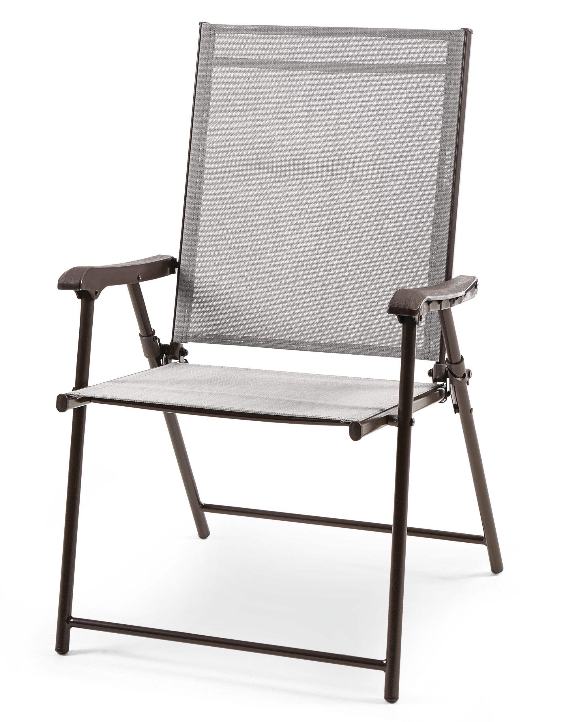 For Living Bluebay Sling Folding Outdoor Patio Accent Chair, Grey, 25x24x37-in Front_Three_Fourths_Angled_Left