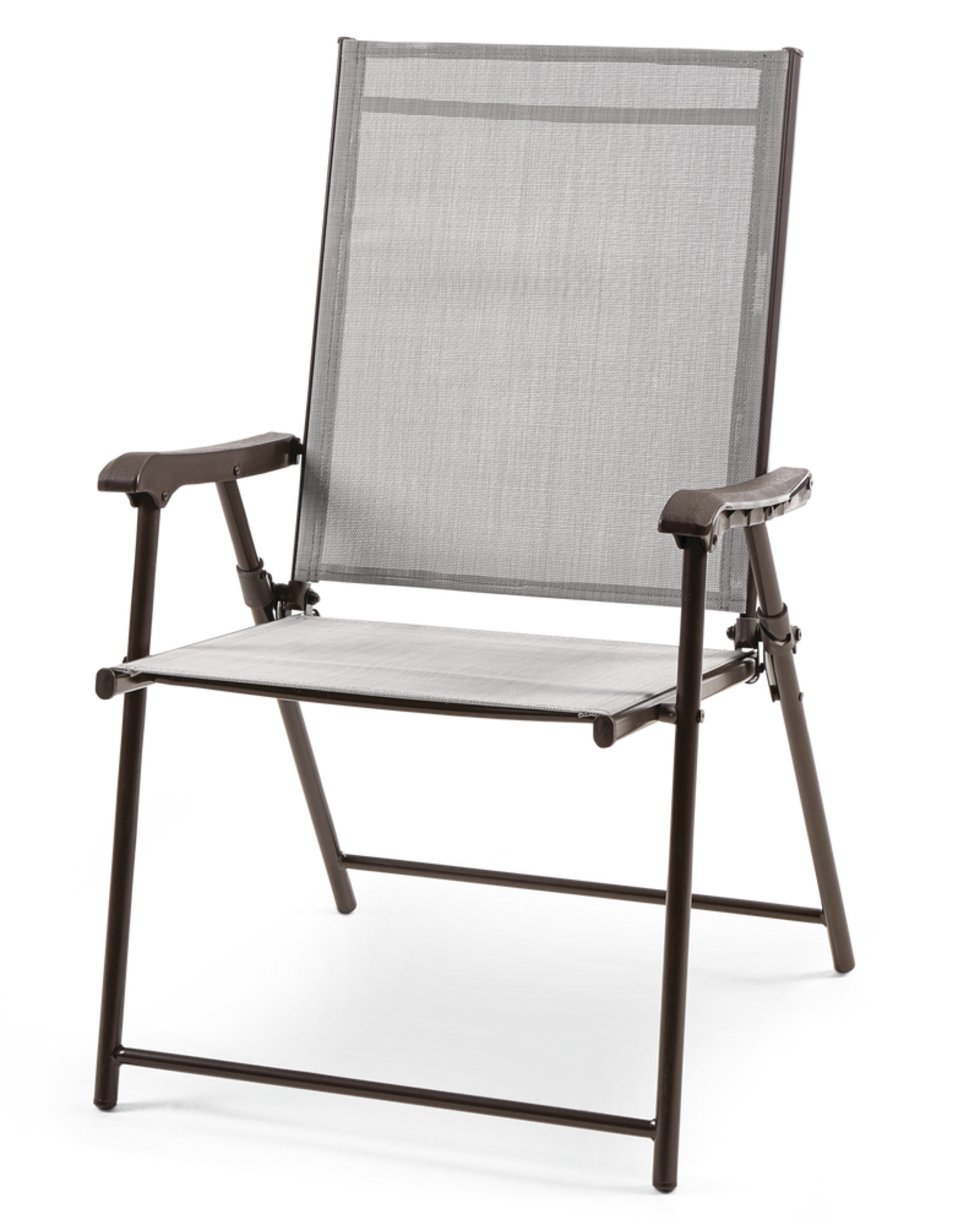 For Living Bluebay Sling Folding Outdoor Patio Accent Chair, Grey, 25x24x37-in Front_Three_Fourths_Angled_Left