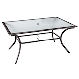 For Living Bluebay Rectangular Outdoor Patio Table w/ Glass Top, 60x38x29-in Front_Three_Fourths_Angled_Left