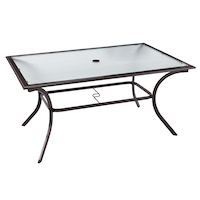 For Living Bluebay Rectangular Outdoor Patio Table w/ Glass Top, 60x38x29-in Front_Three_Fourths_Angled_Left