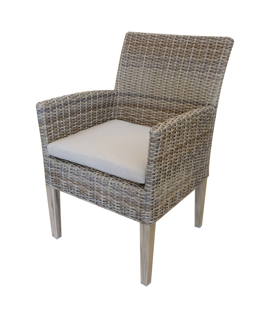 CANVAS Monaco Wicker Outdoor/Patio Dining Chair w/ Seat Cushion, Beige
