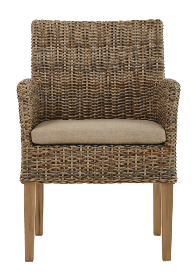 CANVAS Monaco Wicker Outdoor/Patio Dining Chair w/ Seat Cushion, Beige