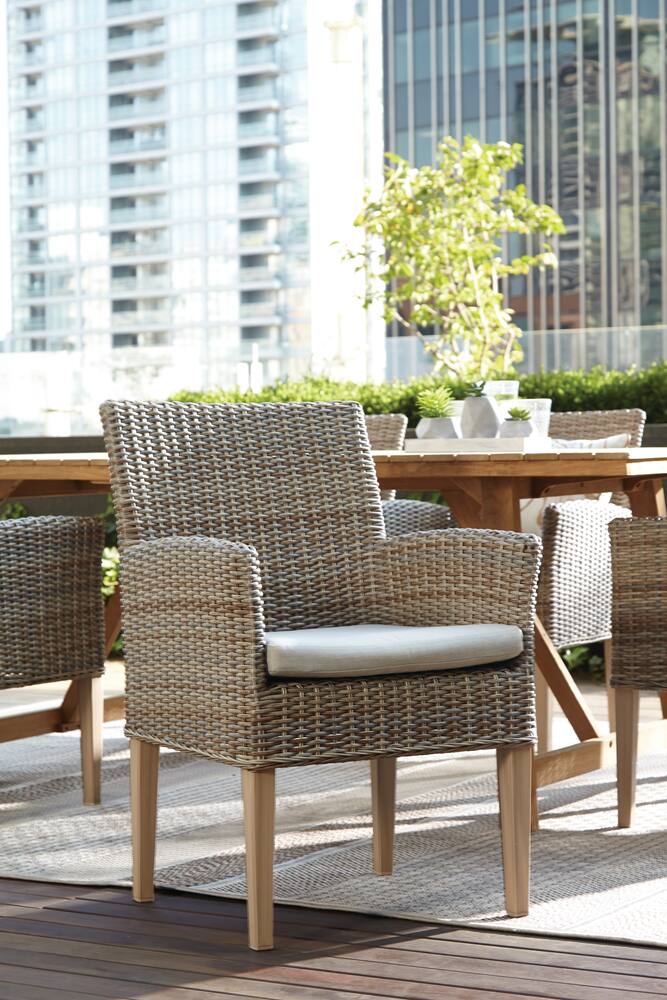 Canvas Monaco Wicker Outdoor Patio, Wood And Wicker Outdoor Dining Chairs