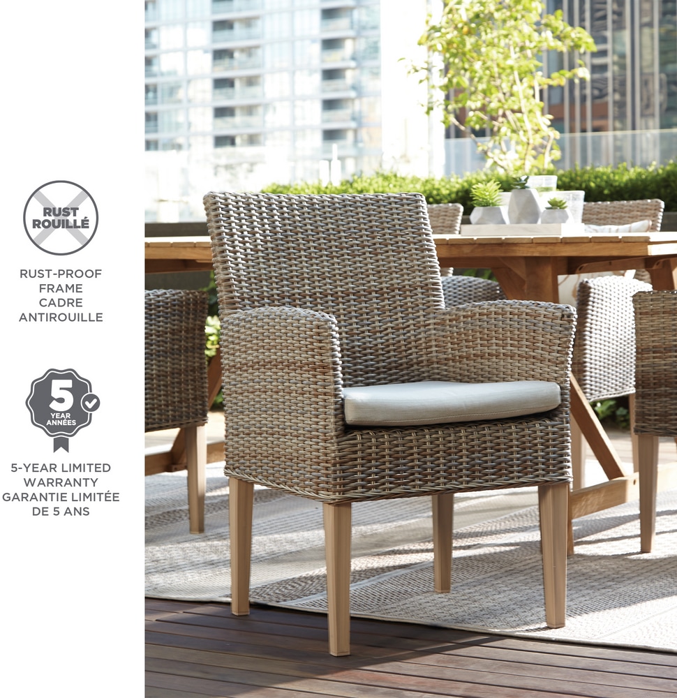 CANVAS Monaco Wicker Outdoor/Patio Dining Chair w/ Seat Cushion, Beige