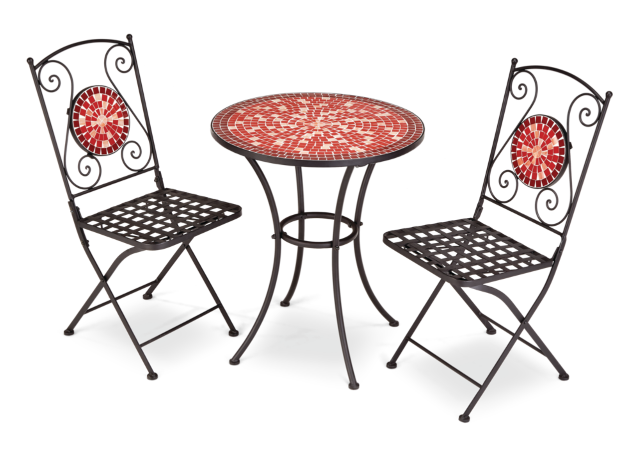 For Living Metal Outdoor Patio Balcony Bistro Set Red Black 3 pc