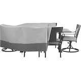 TRIPEL Outdoor/Patio Oval Dining Set Cover, Water Resistant, UV Protected, Grey Front_Elevated