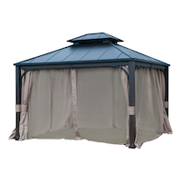 CANVAS Dashley - Rideaux et moustiquaire en tissu pour gazebo, brun, 134 x 112 x 87 po Front_Angled_Left