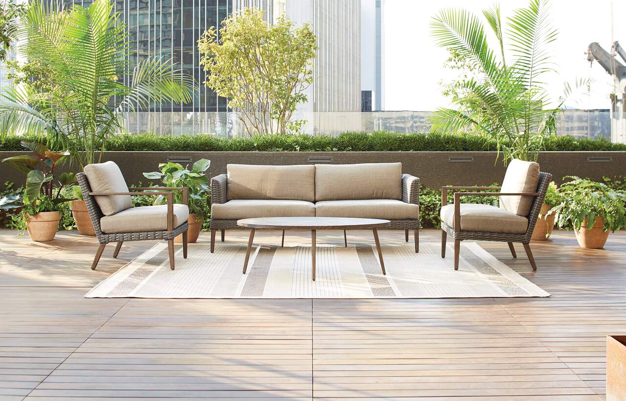 CANVAS Jensen Collection Outdoor Patio Sectional Couch w UV Resistant Cushions Canadian Tire