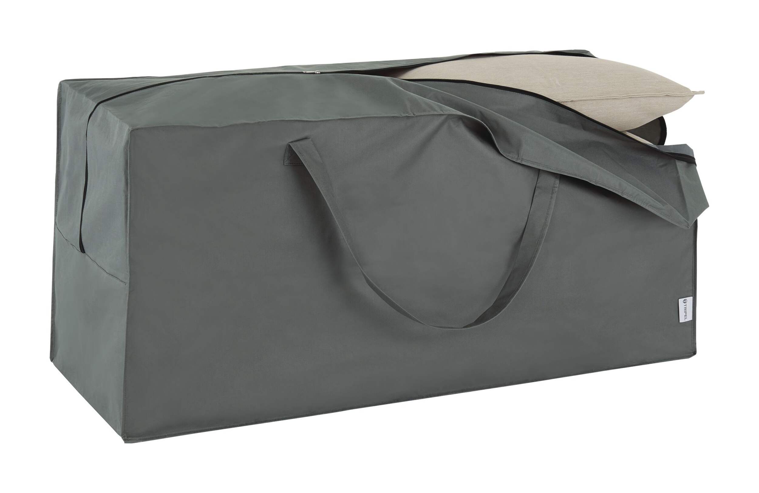 TRIPEL Outdoor/Patio Cushion Storage Bag, Water Resistant, UV Protected, Grey, 18x48x22-in Front_Angled_Right