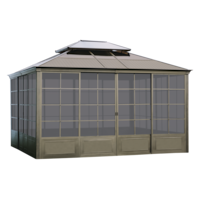 CANVAS Eldridge Rectangular  Outdoor/Patio Hard-Top Gazebo, Sun-Shelter, Brown, 14x12-ft Front_Angled_Right