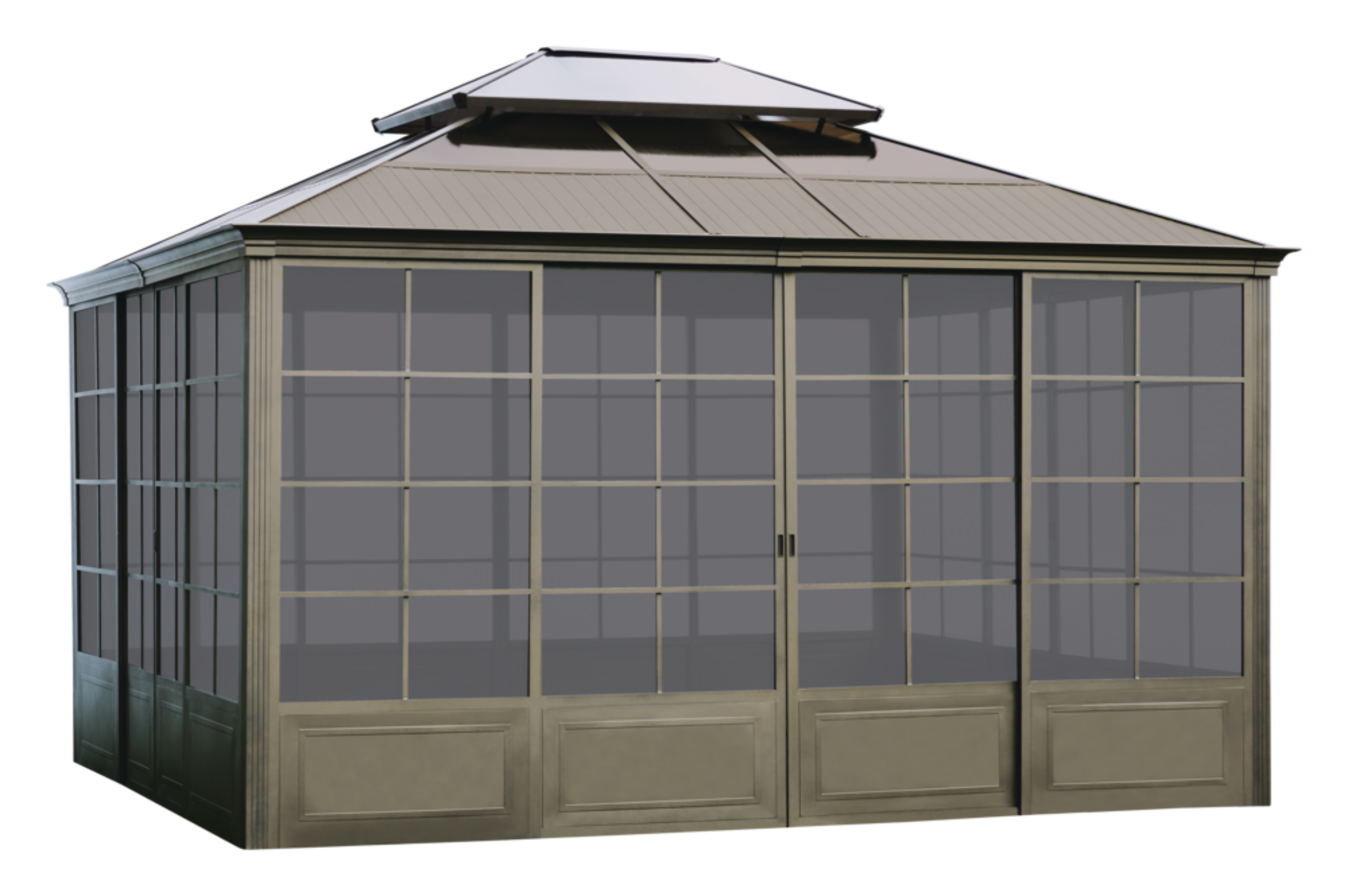 CANVAS Eldridge - Gazebo à toit rigide rectangulaire, brun, 14 x 12 pi Front_Angled_Right