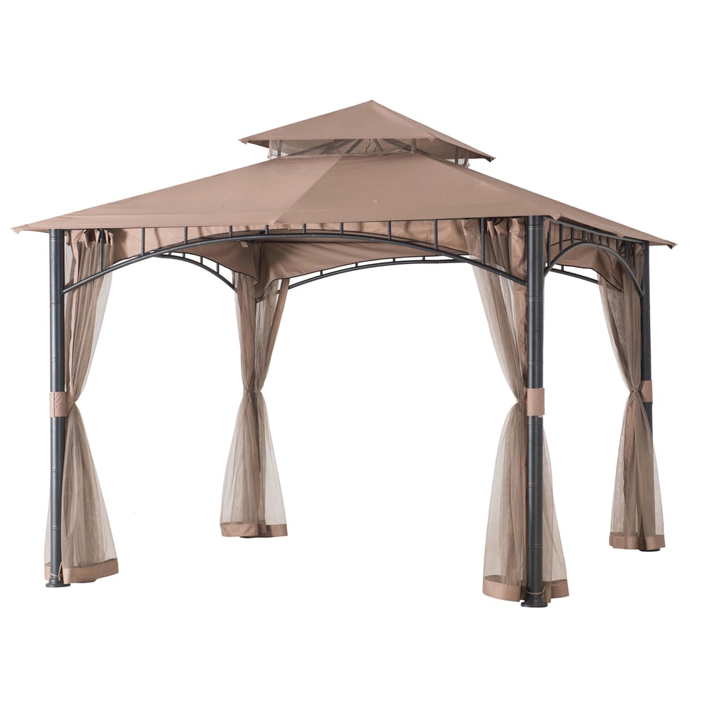 For Living Summerland Outdoor/Patio SoftTop Gazebo w/ Mosquito Net, Brown, 10x10ft Canadian Tire