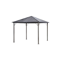 For Living Rockport Square Outdoor/Patio Hard-Top Gazebo, Black, 10x10-ft Front_Three_Fourths_Angled_Left