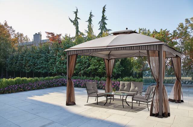 For Living Promenade Outdoor/Patio Soft-Top Gazebo w/ Mosquito Net ...