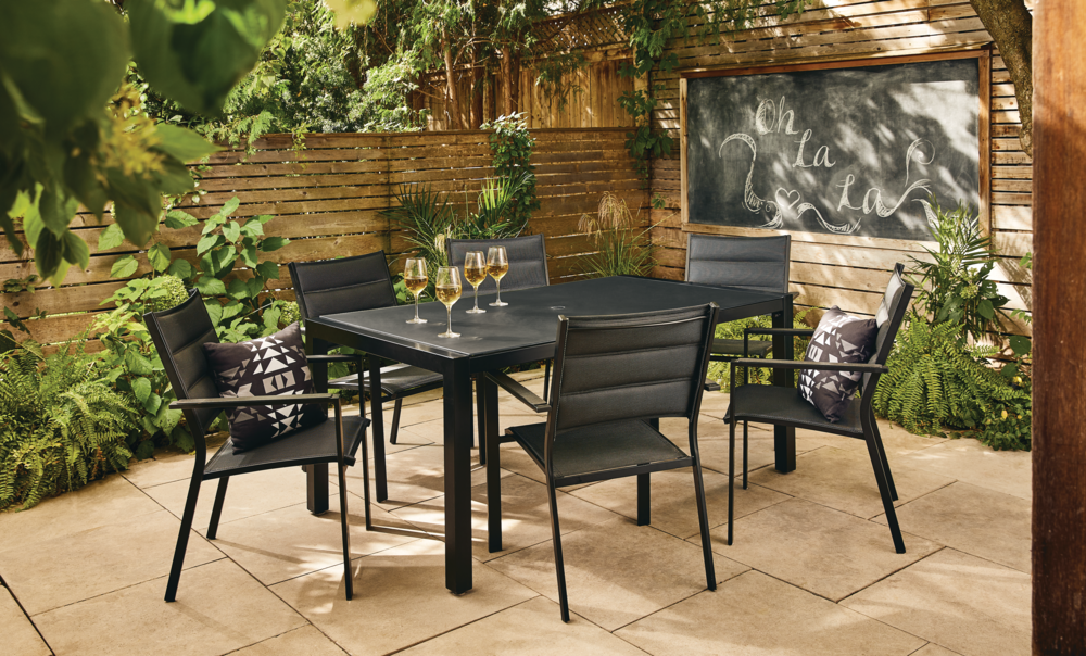 Canvas Mercier Padded Sling Steel, Outdoor Padded Dining Chairs