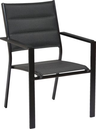 CANVAS Mercier Padded Sling Steel Outdoor Patio Dining Chair, Black