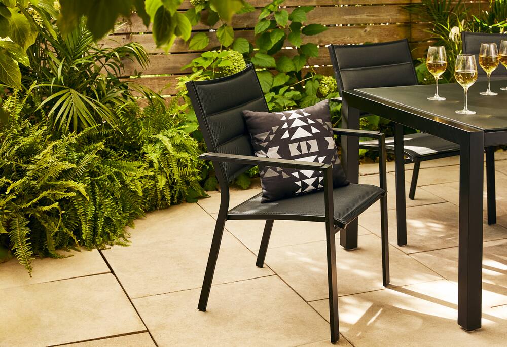 Canvas Mercier Padded Sling Steel Outdoor Patio Dining Chair Black Canadian Tire - Canadian Tire London On Patio Furniture