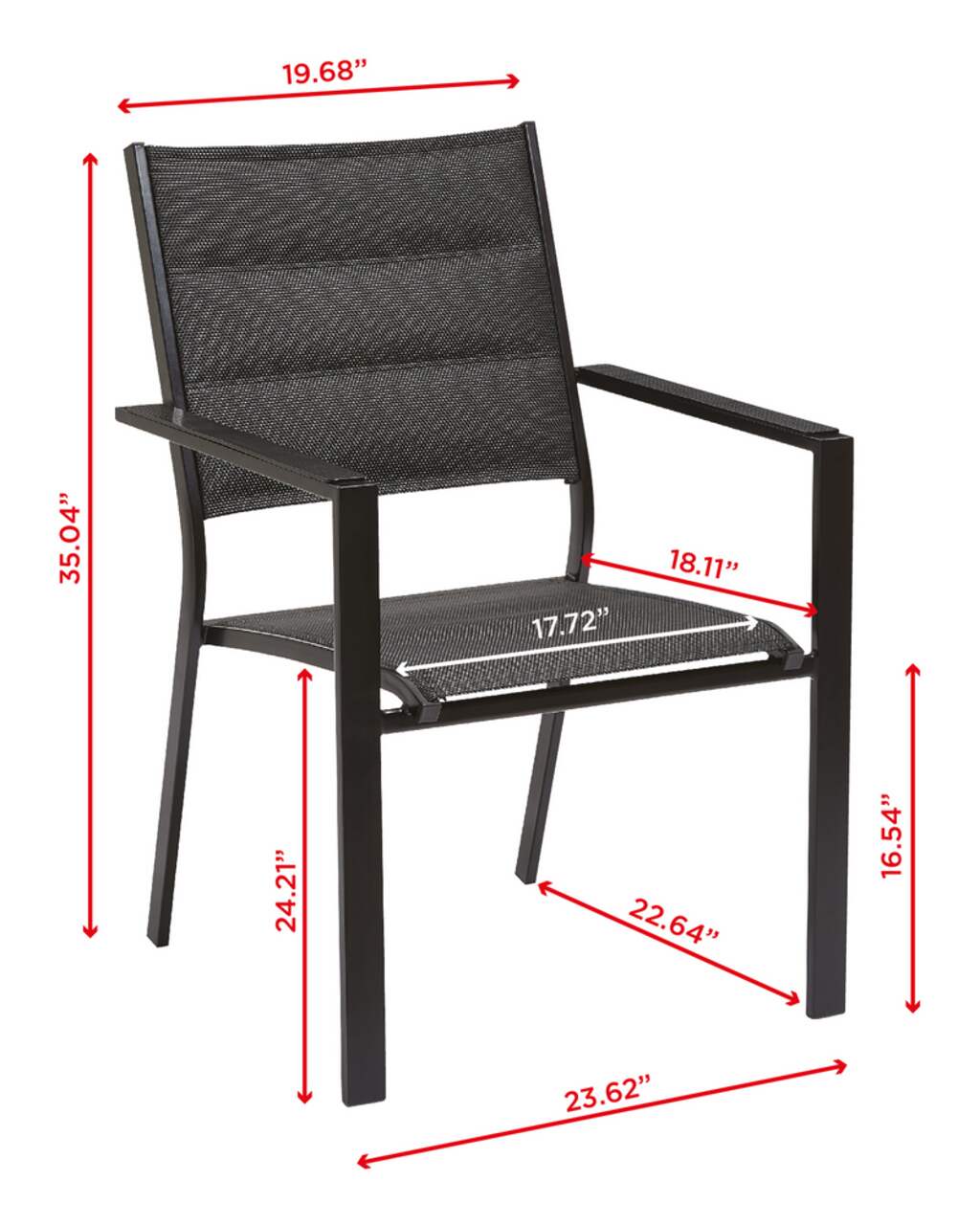CANVAS Mercier Padded Sling Steel Outdoor Patio Dining Chair Black