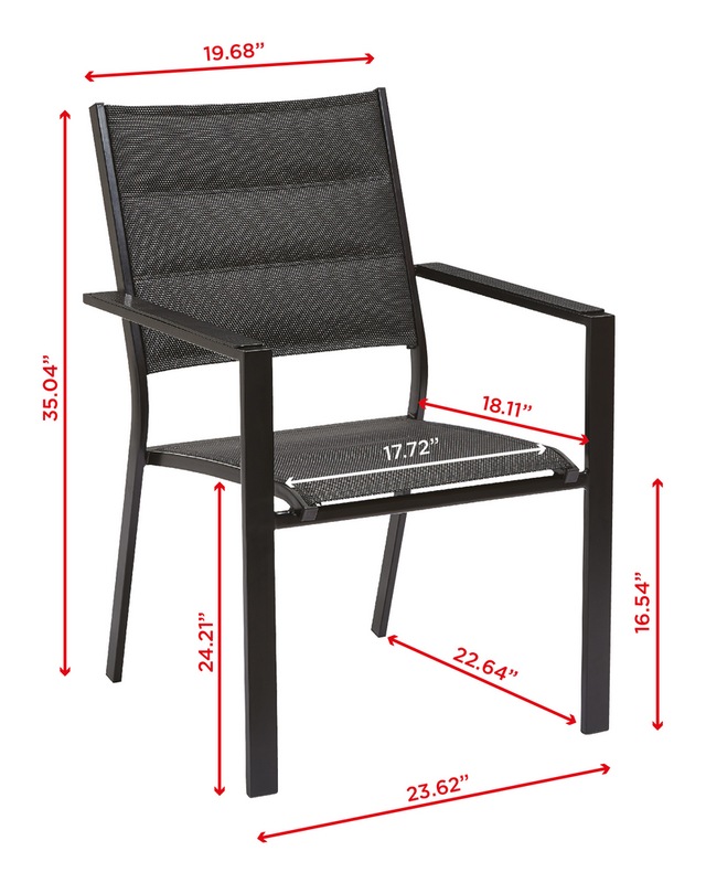 CANVAS Mercier Padded Sling Steel Outdoor Patio Dining Chair, Black
