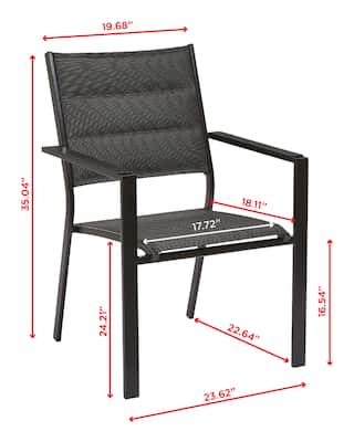 Canvas Mercier Padded Sling Steel, Outdoor Padded Dining Chairs