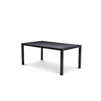 CANVAS Mercier - Table à dîner de terrasse rectangulaire en acier à plateau en verre, noir Front_Three_Fourths_Angled_Left