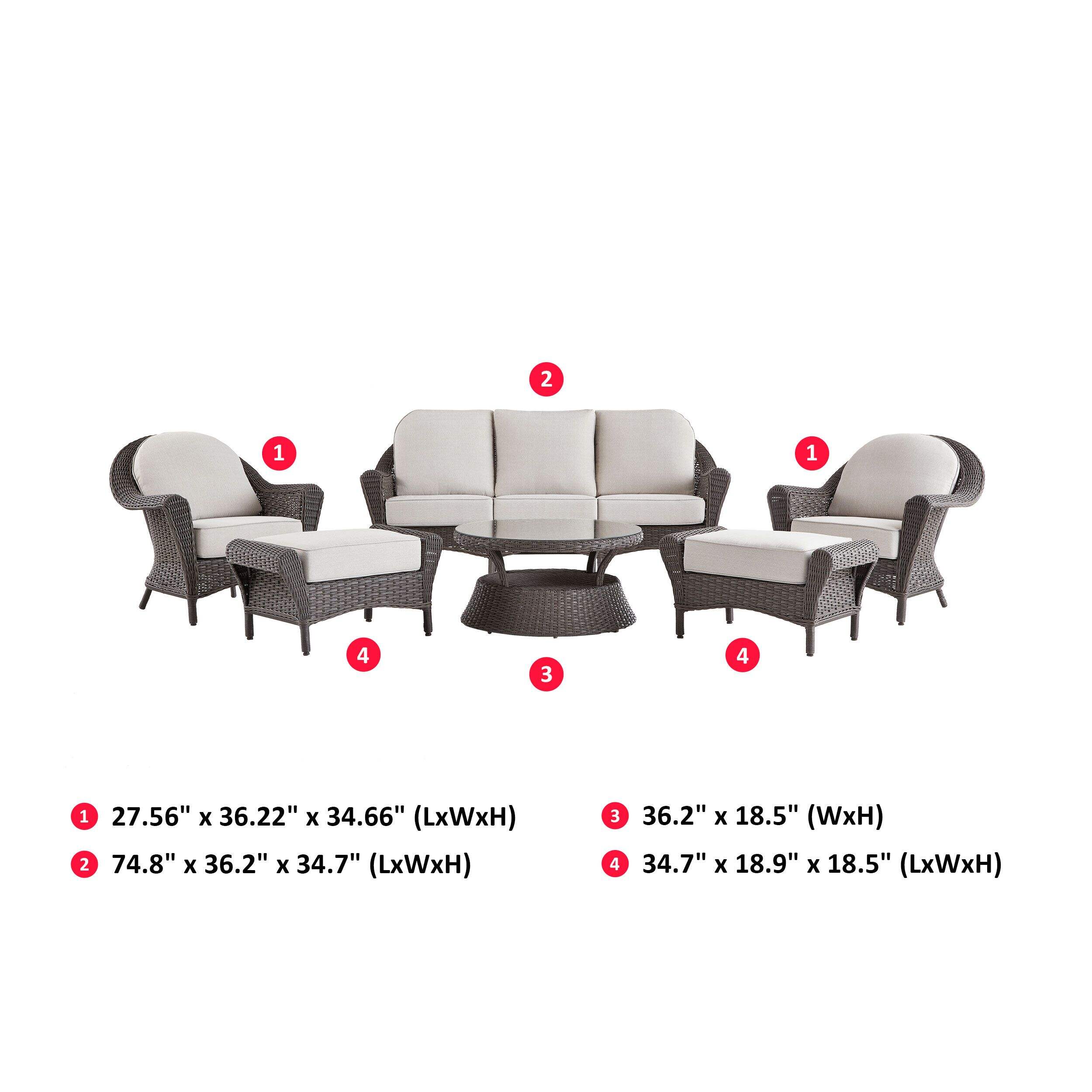 CANVAS Summerhill Outdoor Patio Conversation Dining Set w/UVResistant