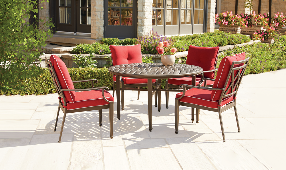 brown metal patio set