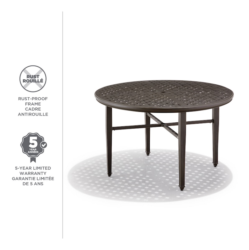 CANVAS Coventry Hills Round Aluminum Outdoor/Patio Dining Table, Brown