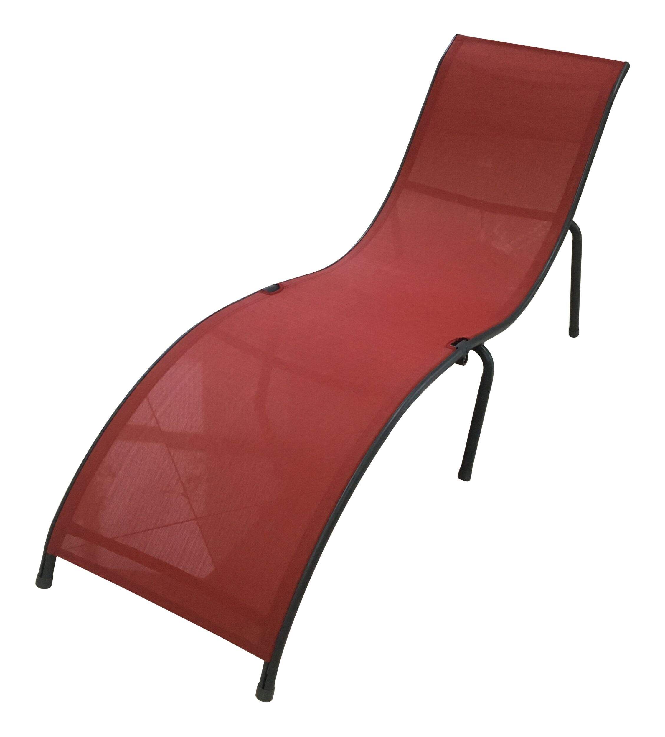 For Living Sling, Folding Outdoor/Patio Chaise Lounge Chair, Red Front_Angled_Left