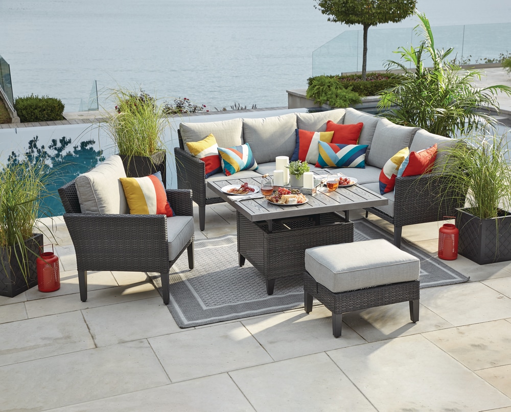 CANVAS Renfrew Square Outdoor Patio Conversation Dining Set w/UV