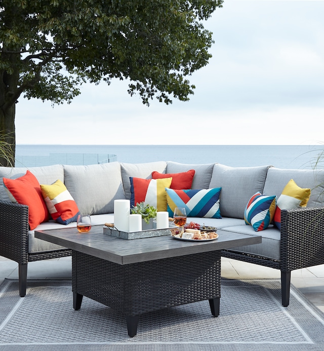 CANVAS Renfrew Square Outdoor Patio Conversation Dining Set w/UV