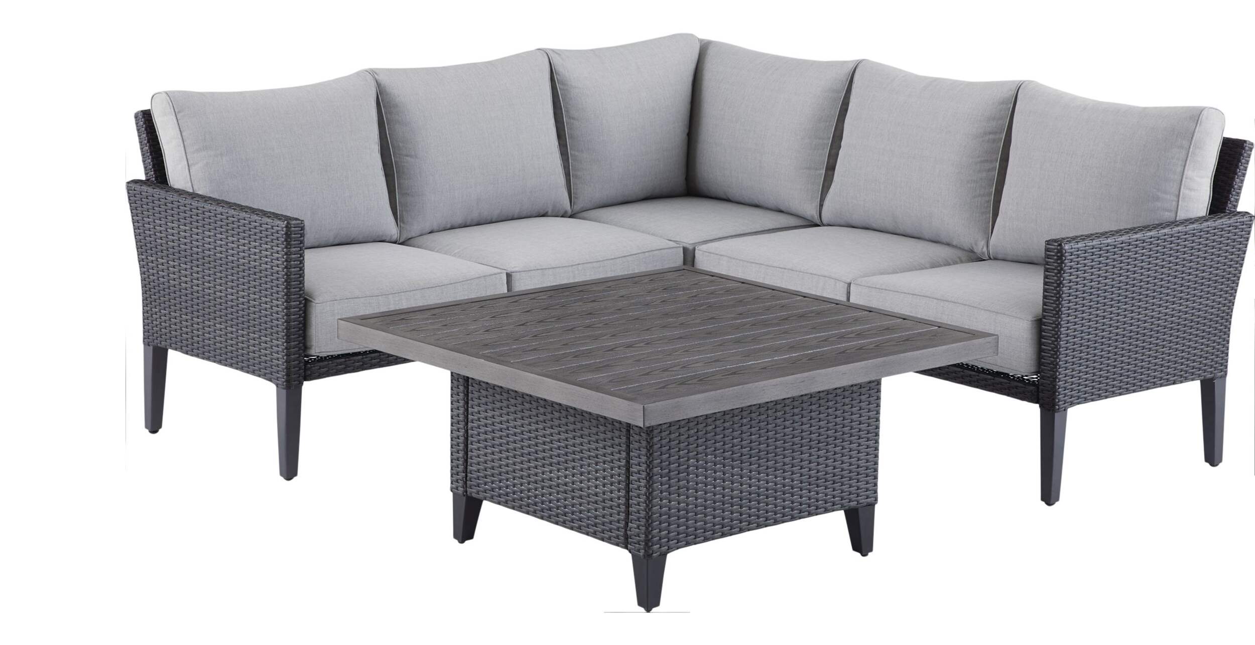 CANVAS Renfrew Square Outdoor Patio Conversation Dining Set w/UV-Resistant Cushions, 3-pc Front_Three_Fourths_Angled_Left