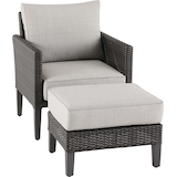 CANVAS Renfrew Outdoor Patio Sectional Chair & Ottoman Set w/UV-Resistant Cushions, 2-pc Front_Angled_Right