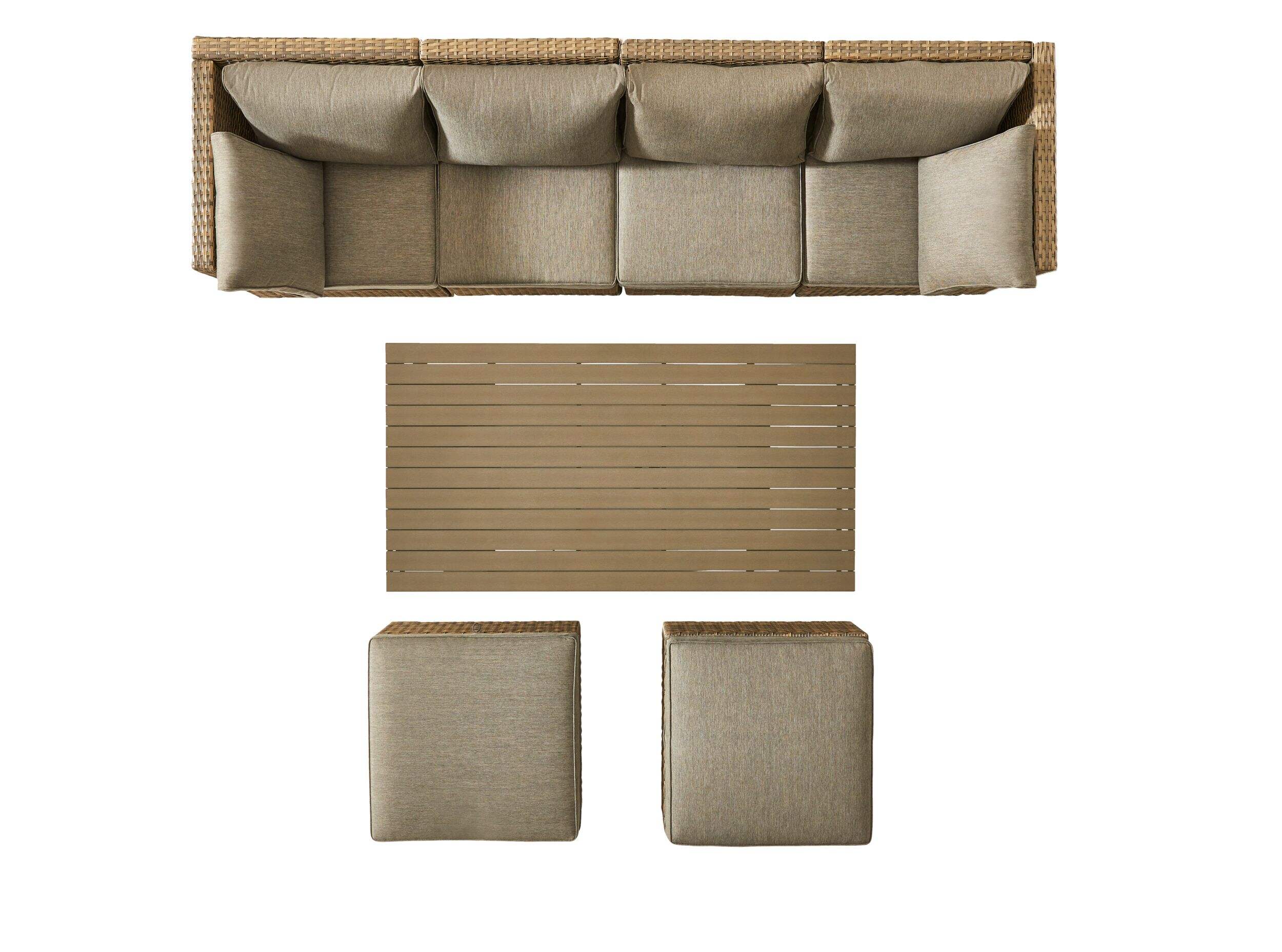 CANVAS Bala Square Outdoor Patio Sectional Set w/UVResistant Cushions