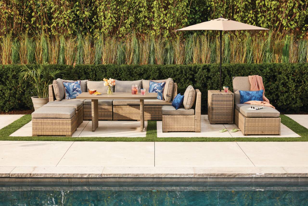 CANVAS Bala Square Outdoor Patio Sectional Set w UV Resistant