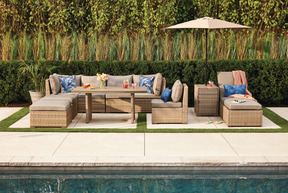 CANVAS Bala Salon de jardin carré avec coussins résistant aux rayons