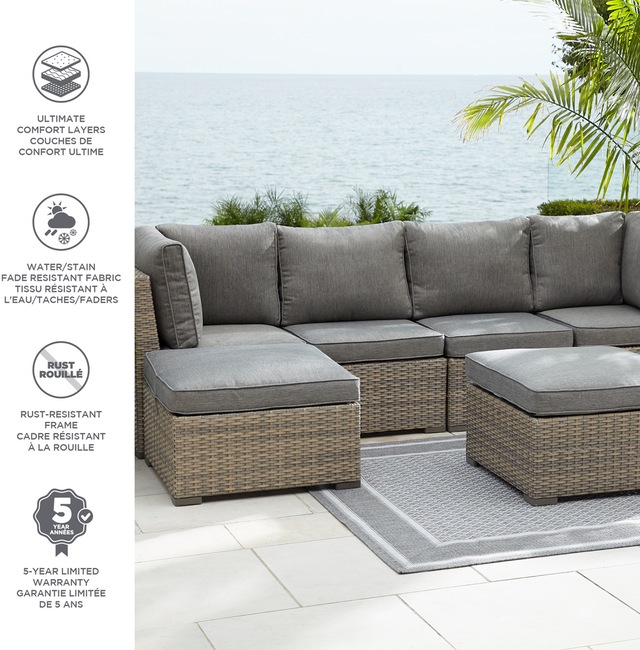 CANVAS Bala Square Outdoor Patio Sectional Set w/UVResistant Cushions