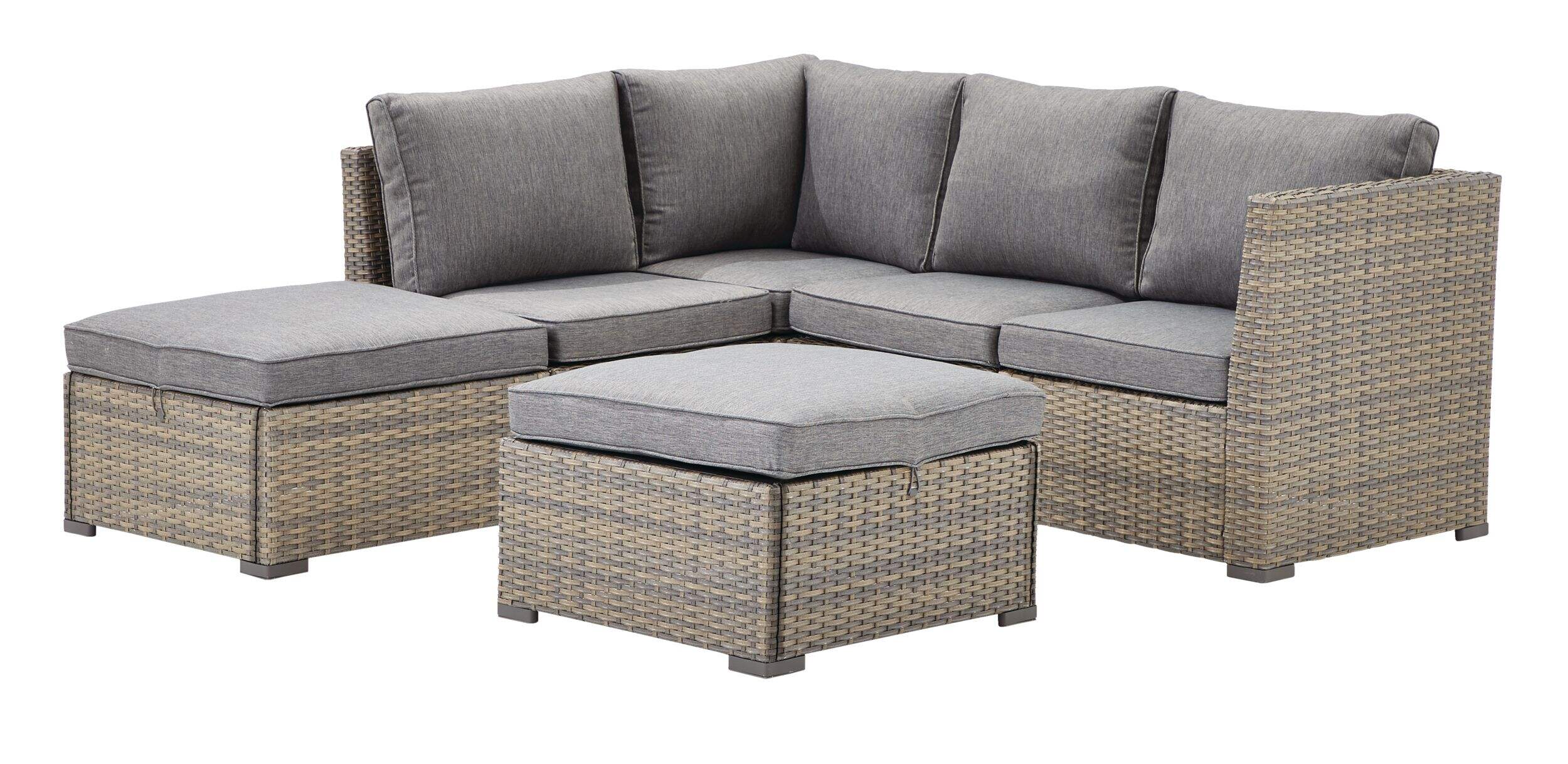 CANVAS Bala Square Outdoor Patio Sectional Set w/UV-Resistant Cushions, 6-pc Front_Three_Fourths_Angled_Left
