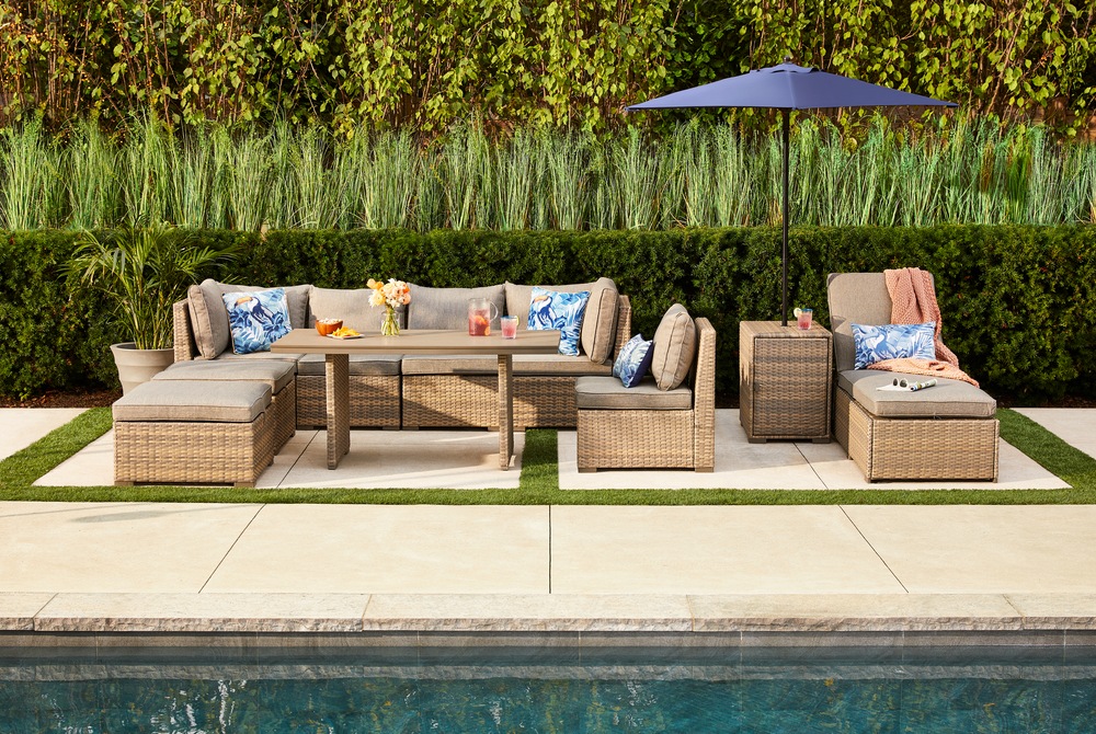 Canvas Bala Rectangle Outdoor Patio Sectional Lounger Chair W Uv Resistant Cushions Canadian Tire Canvas Bala Rectangle Outdoor Patio, Big Lots Patio Bench Cushions