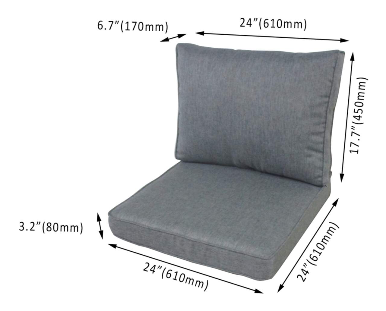 CANVAS Bala Square Outdoor Patio Sectional Set w UV Resistant Cushions 6 pc
