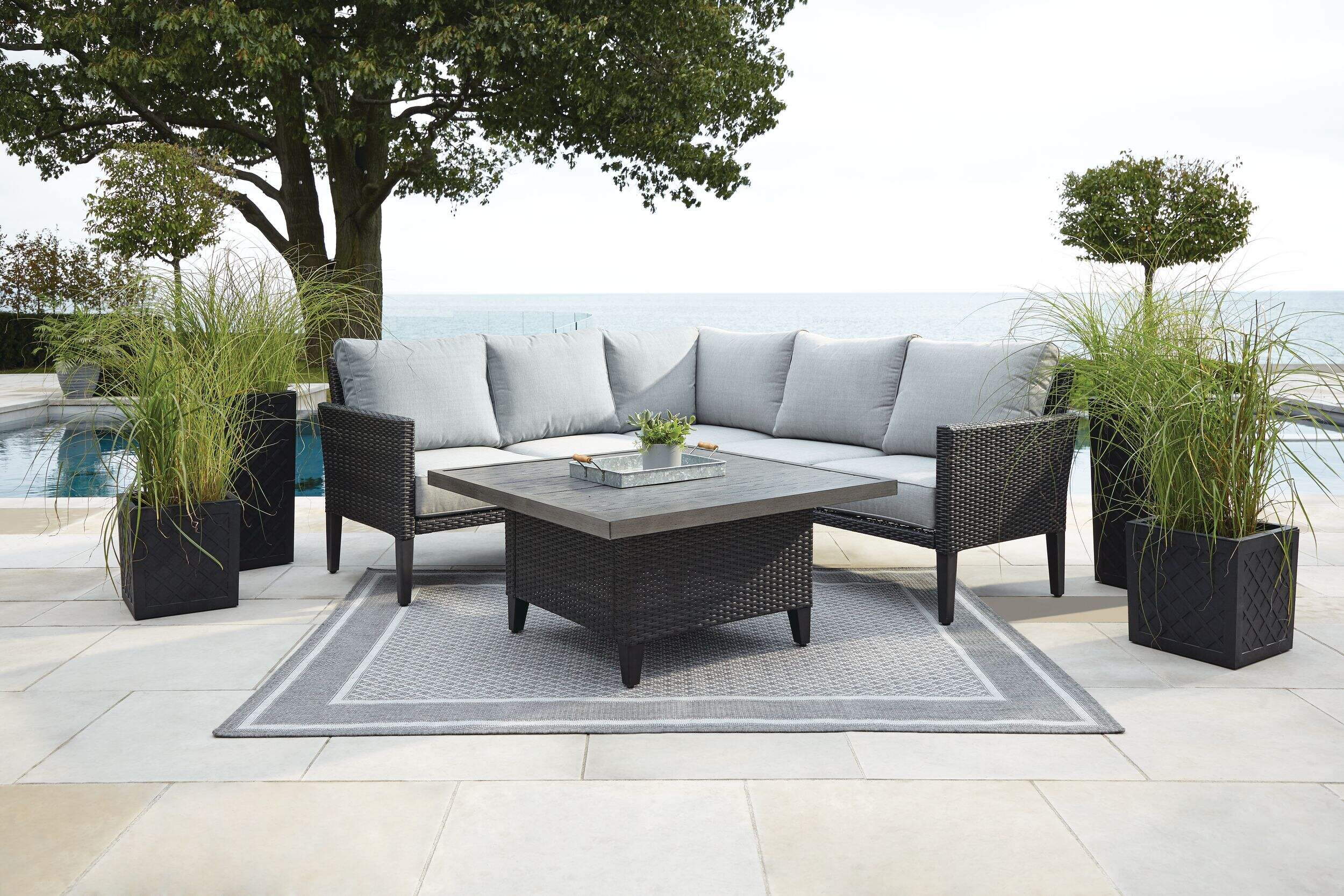 CANVAS Renfrew Square Outdoor Patio Conversation Dining Set w/UV